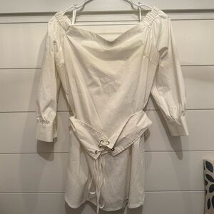 New York & Company White Off-shoulder Corset Blouse, Women’s L
